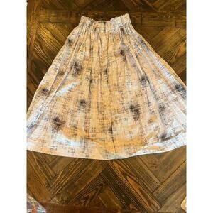 Cotton Art to Wear Cottage Tea Artsy Midi Skirt Women Small Handmade Neutral